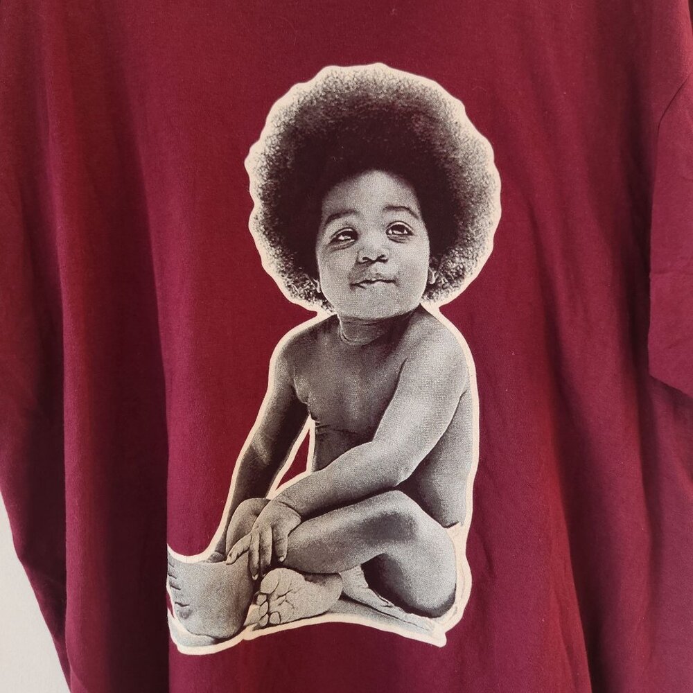 The Notorious B.I.G. Band Tee Maroon Purple T-Shirt Biggie Baby Graphic Men's XL - Picture 3 of 4
